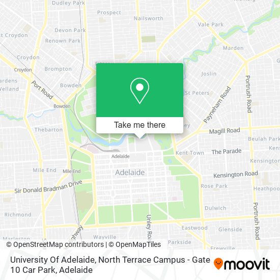 Mapa University Of Adelaide, North Terrace Campus - Gate 10 Car Park