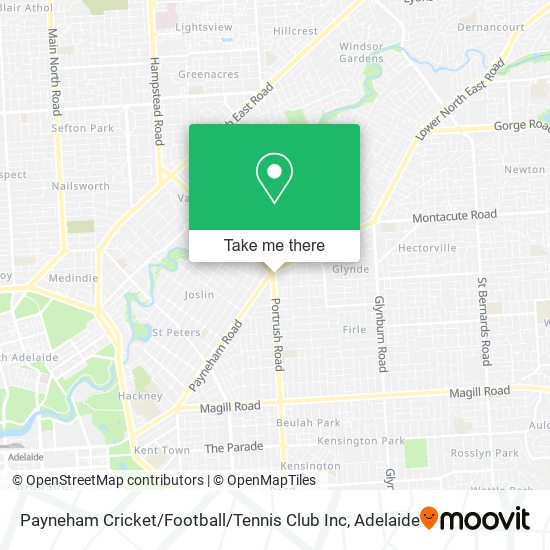 Mapa Payneham Cricket / Football / Tennis Club Inc