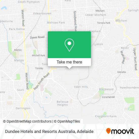 Dundee Hotels and Resorts Australia map