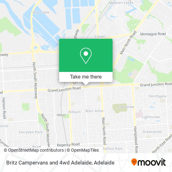 Britz Campervans and 4wd Adelaide map