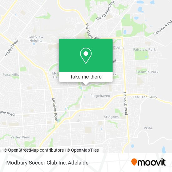 Mapa Modbury Soccer Club Inc
