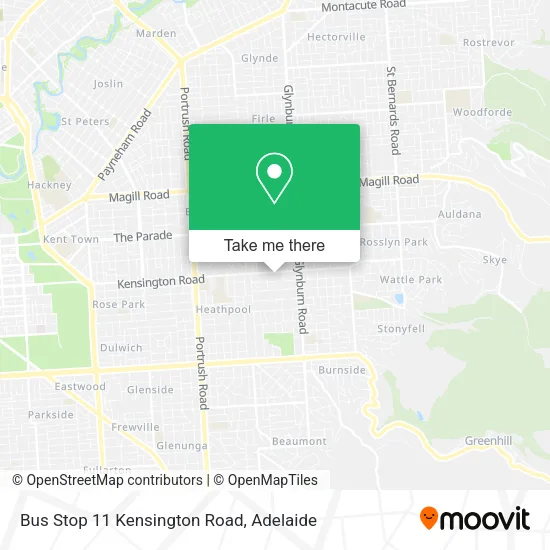 Bus Stop 11 Kensington Road map