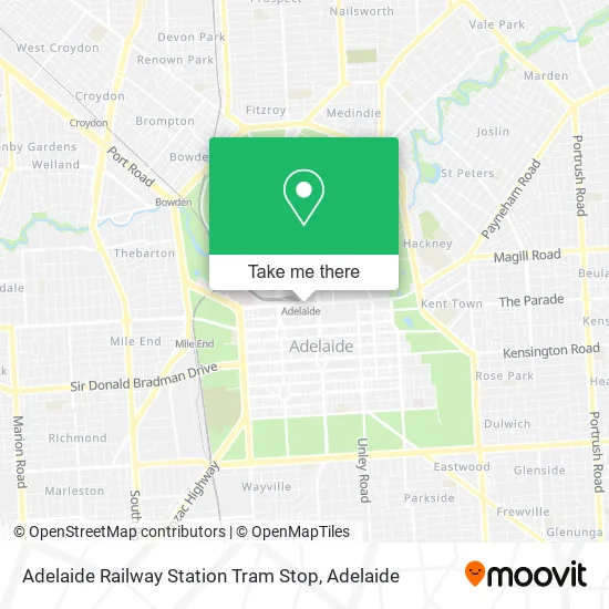 Mapa Adelaide Railway Station Tram Stop