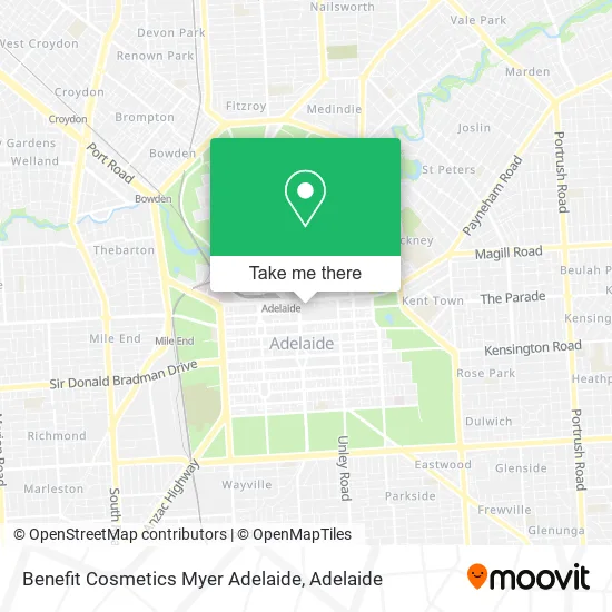 Mapa Benefit Cosmetics Myer Adelaide