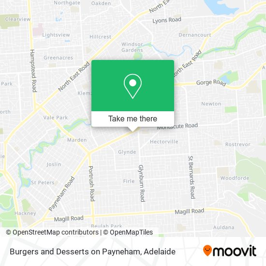 Mapa Burgers and Desserts on Payneham