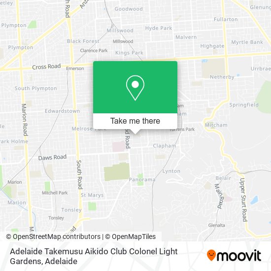 Mapa Adelaide Takemusu Aikido Club Colonel Light Gardens