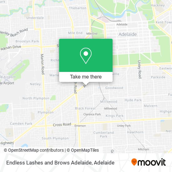 Endless Lashes and Brows Adelaide map