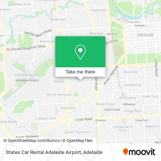 States Car Rental Adelaide Airport map