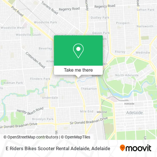 E Riders Bikes Scooter Rental Adelaide map