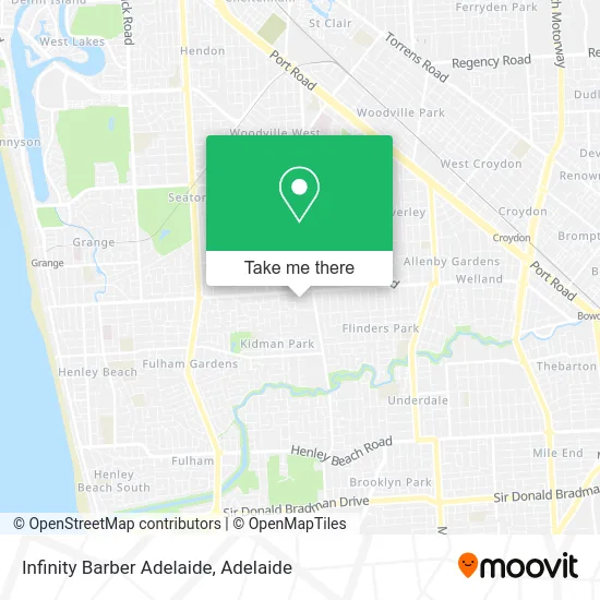 Mapa Infinity Barber Adelaide