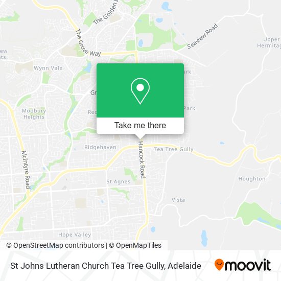 Mapa St Johns Lutheran Church Tea Tree Gully