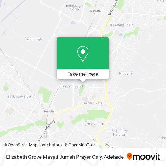 Mapa Elizabeth Grove Masjid Jumah Prayer Only