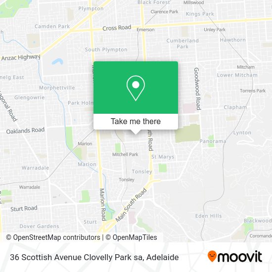 36 Scottish Avenue Clovelly Park sa map