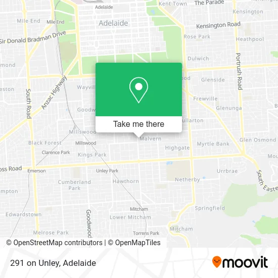 291 on Unley map