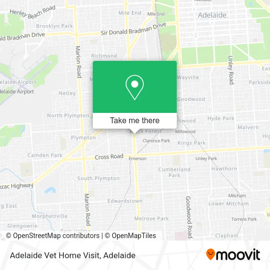 Adelaide Vet Home Visit map