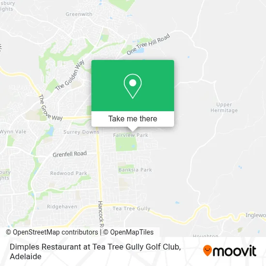 Mapa Dimples Restaurant at Tea Tree Gully Golf Club