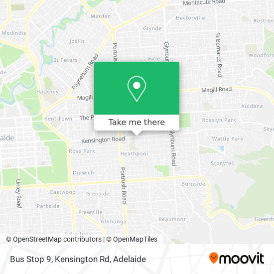 Mapa Bus Stop 9, Kensington Rd