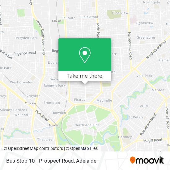 Bus Stop 10 - Prospect Road map