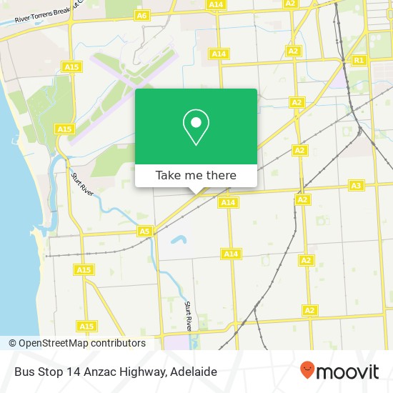 Bus Stop 14 Anzac Highway map