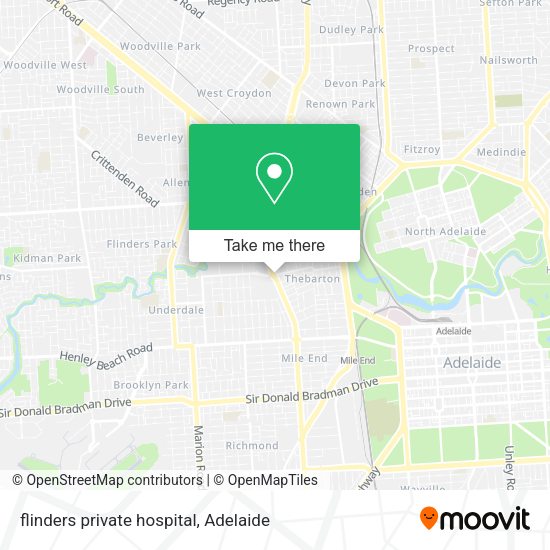 How to get to flinders private hospital in Thebarton by Bus or Train?
