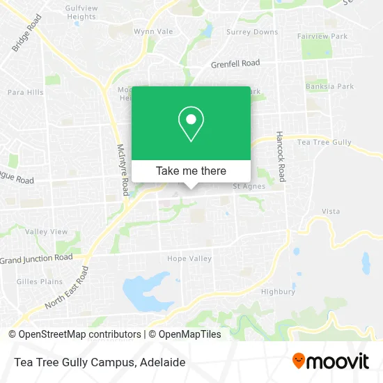 Mapa Tea Tree Gully Campus