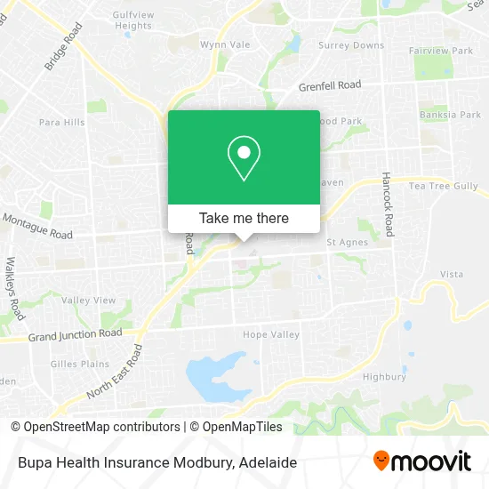 Mapa Bupa Health Insurance Modbury