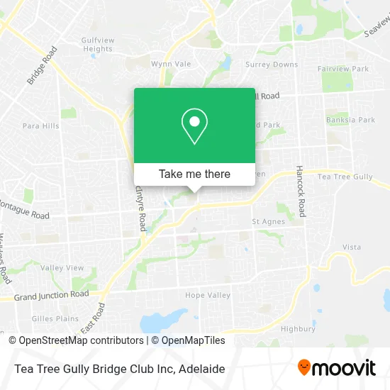Mapa Tea Tree Gully Bridge Club Inc