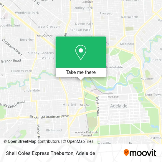 Mapa Shell Coles Express Thebarton