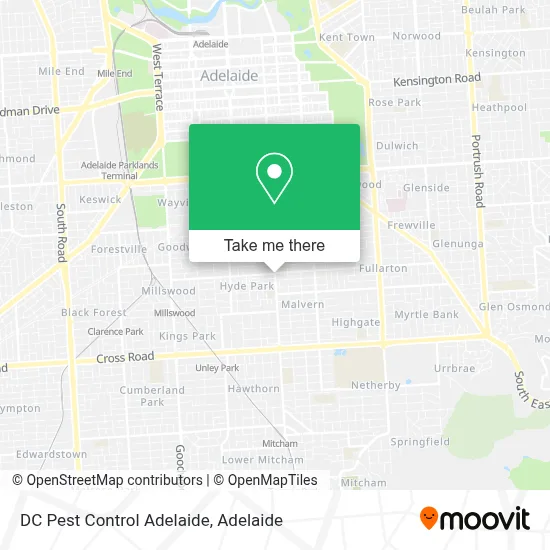 Mapa DC Pest Control Adelaide