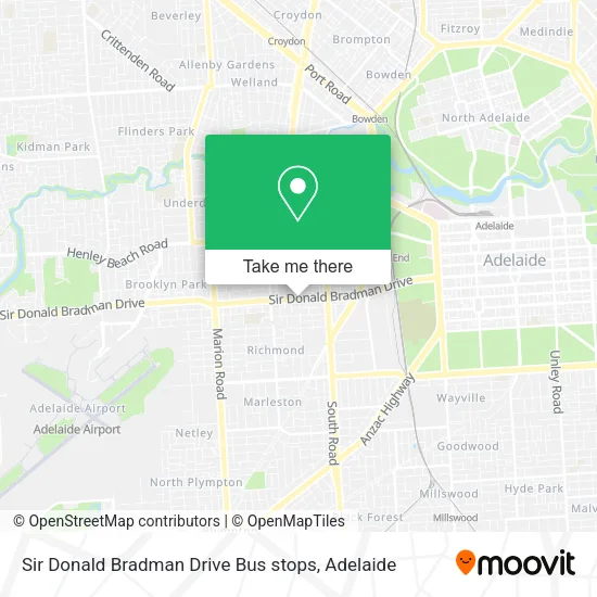 Sir Donald Bradman Drive Bus stops map
