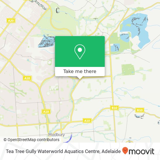 Mapa Tea Tree Gully Waterworld Aquatics Centre