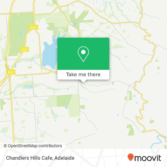 Mapa Chandlers Hills Cafe, 194 Chandlers Hill Rd Happy Valley SA 5159