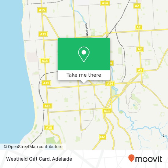 Westfield Gift Card, Marion Shoppingtown Acc Oaklands Park SA 5046 map