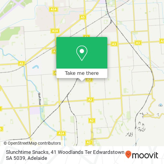 Mapa Slunchtime Snacks, 41 Woodlands Ter Edwardstown SA 5039