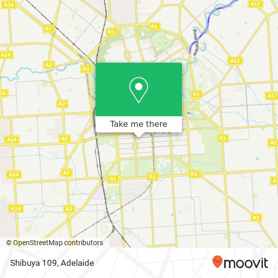 Mapa Shibuya 109, 101-113 Gouger St Adelaide SA 5000