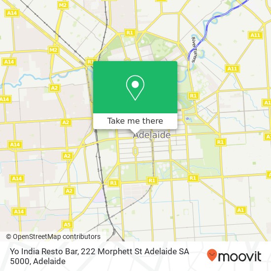 Mapa Yo India Resto Bar, 222 Morphett St Adelaide SA 5000