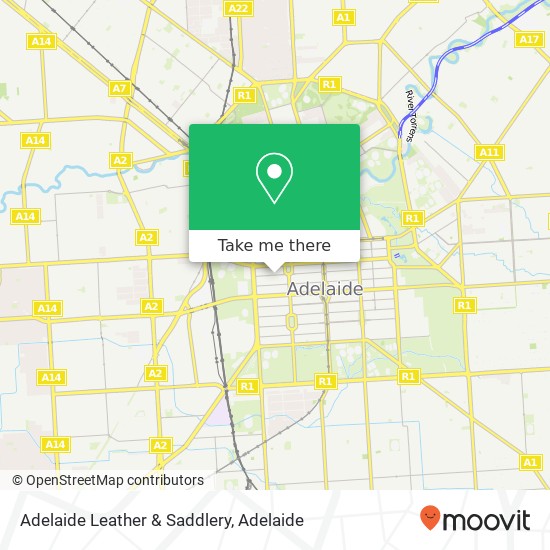 Mapa Adelaide Leather & Saddlery, 221 Waymouth St Adelaide SA 5000