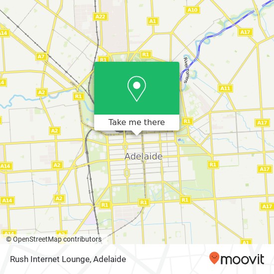 Mapa Rush Internet Lounge, 30 Bank St Adelaide SA 5000