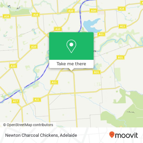 Mapa Newton Charcoal Chickens, Newton Rd Newton SA 5074