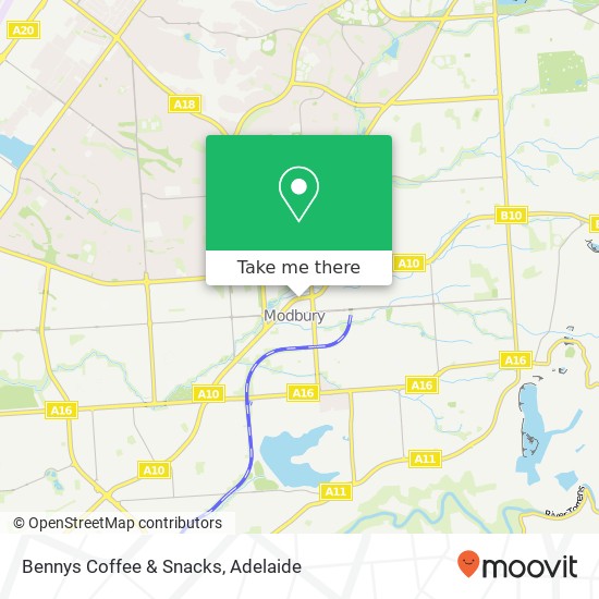 Mapa Bennys Coffee & Snacks, 954 North East Rd Modbury SA 5092