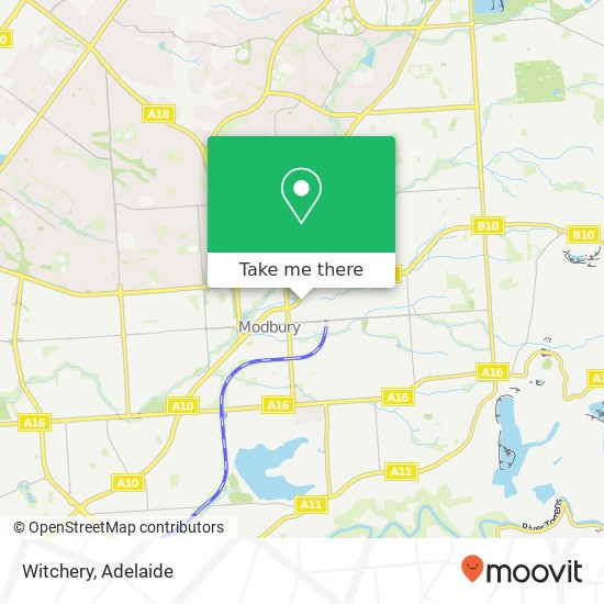 Mapa Witchery, Modbury SA 5092