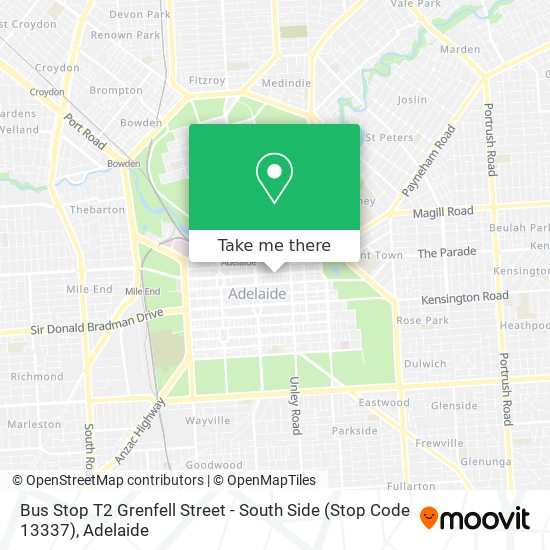 Mapa Bus Stop T2 Grenfell Street - South Side (Stop Code 13337)