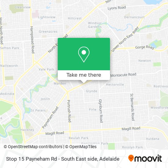Stop 15 Payneham Rd - South East side map