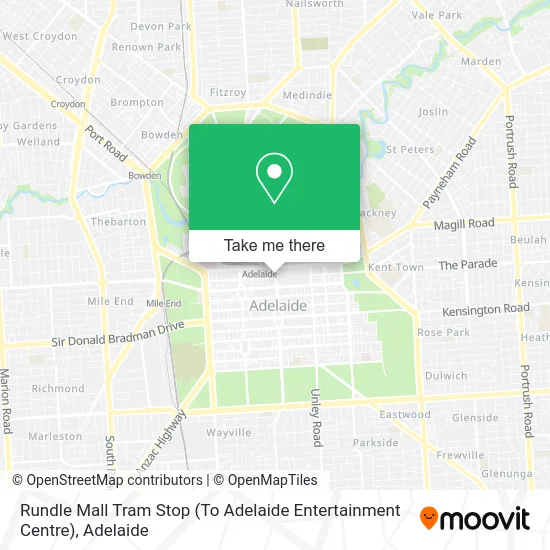 Mapa Rundle Mall Tram Stop (To Adelaide Entertainment Centre)