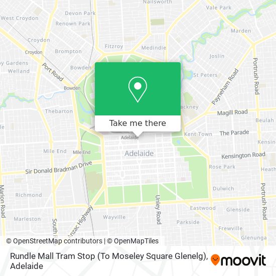 Mapa Rundle Mall Tram Stop (To Moseley Square Glenelg)