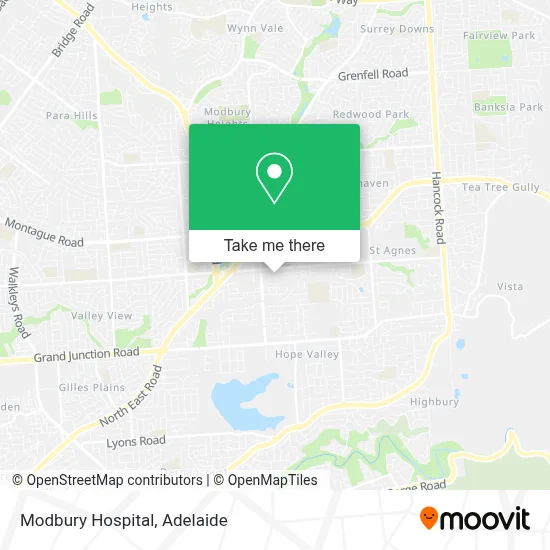 Mapa Modbury Hospital
