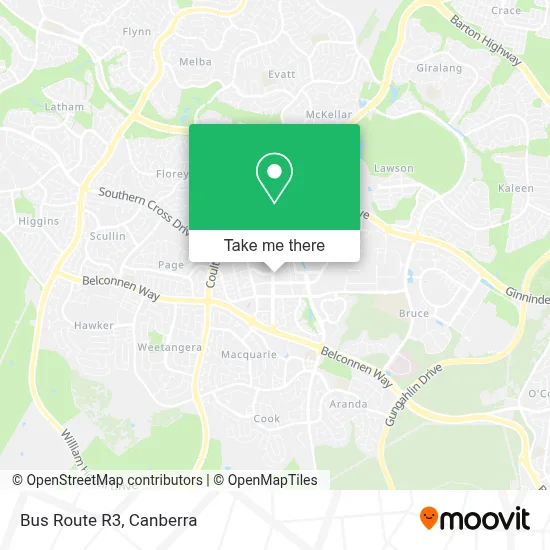 How to Get to Bus Route R3 in Canberra by Bus?
