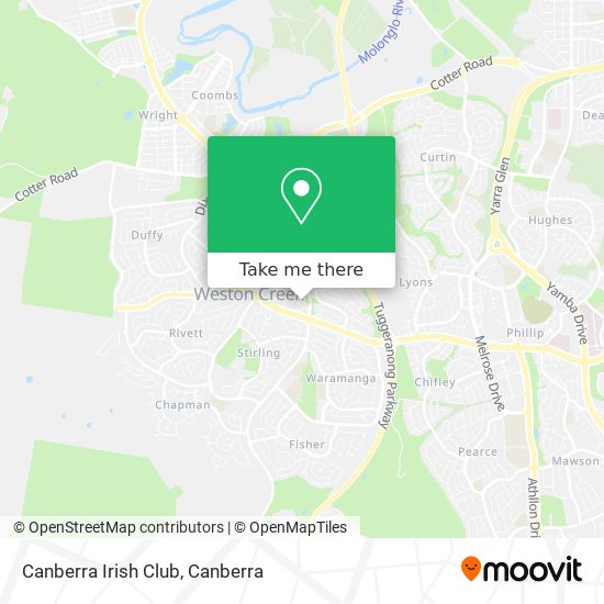 Canberra Irish Club map