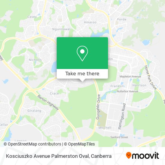 Kosciuszko Avenue Palmerston Oval map