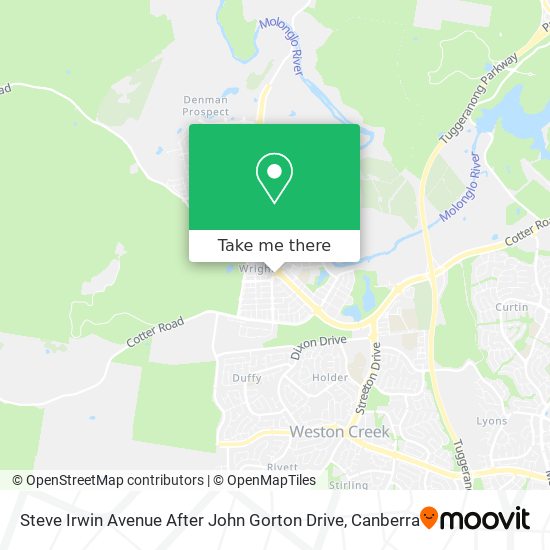 Steve Irwin Avenue After John Gorton Drive map
